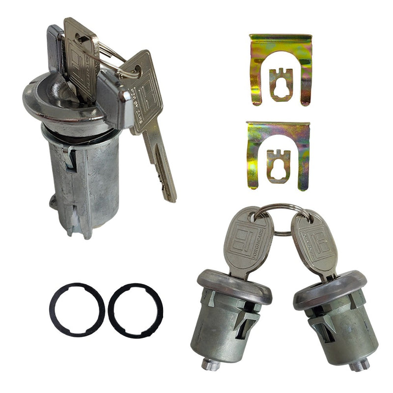 DURAFORCE For GM 701398 Chrome Ignition Key Switch Cylinder & Door Lock Pair Set W/ Keys