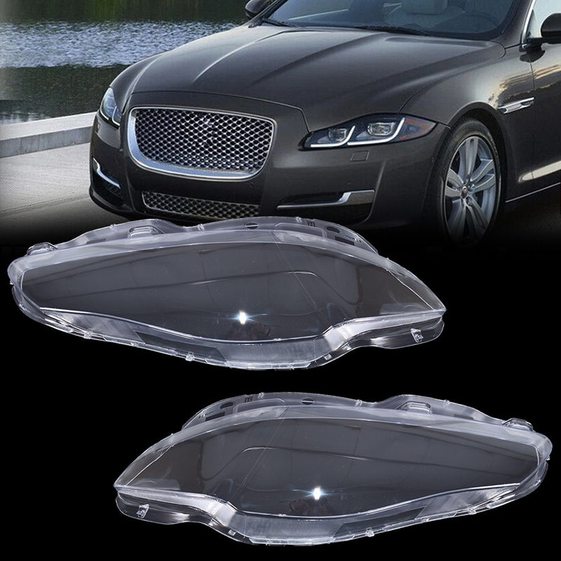 DURAFORCE Pair Front Headlamp Headlight Lens Cover Shell Clear For Jaguar XJ XJL 2010-2019
