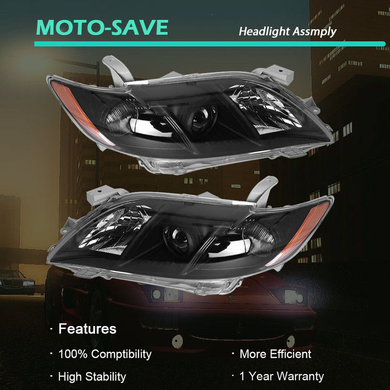 DURAFORCE Fit For Toyota Camry 2007-2009 Black Clear Housing Projector Headlight Set L+R