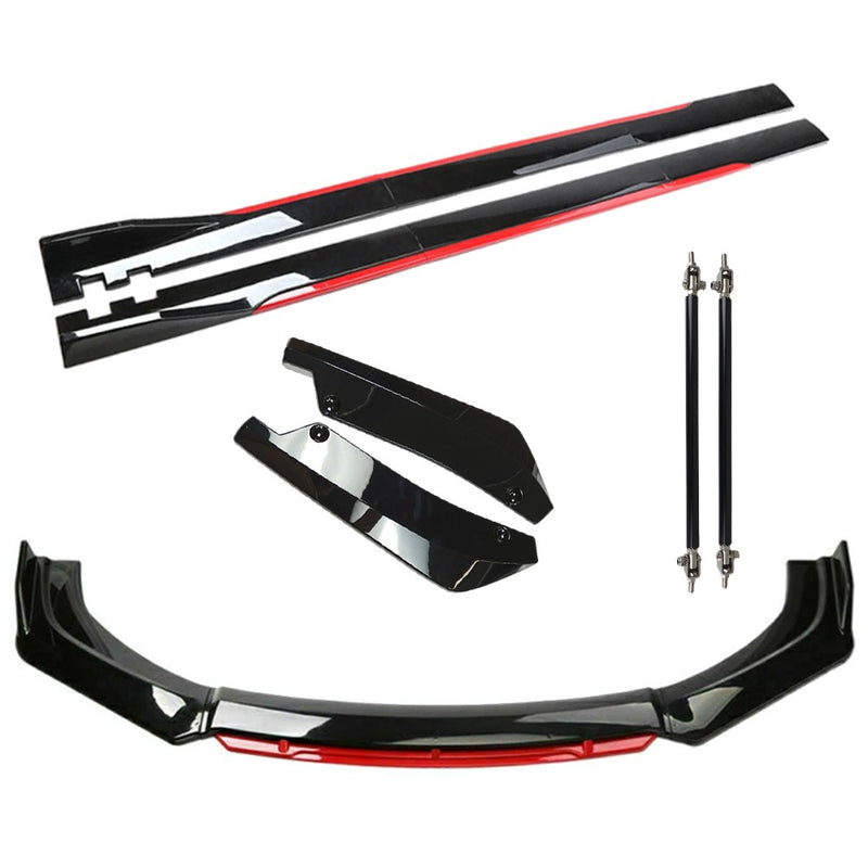 DURAFORCE For Nissan Sentra/ Front Bumper Lip Spoiler Body Kit+Side Skirt Glossy Black