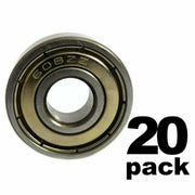 DURAFORCE 608ZZ Ball Bearing 8x22x7 Dual Shielded Metal Chrome Skateboard 20 QTY