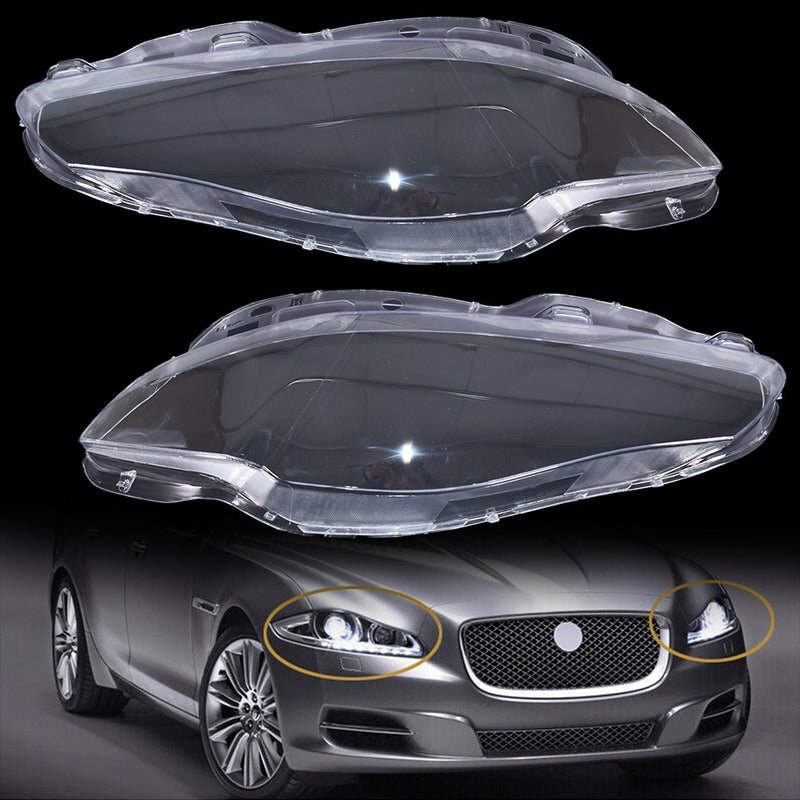 DURAFORCE Pair Front Headlamp Headlight Lens Cover Shell Clear For Jaguar XJ XJL 2010-2019