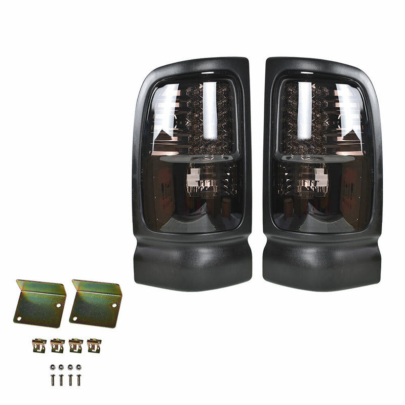 DURAFORCE Tail Light Black Chrome Housing LED For Dodge Ram Truck 1500 2500 3500 94-01