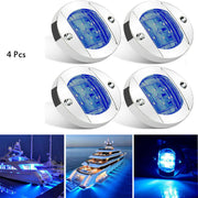 DURAFORCE 4X Round Marine Boat LED Courtesy For Cabin Deck Stern Navigatioin Light Blue