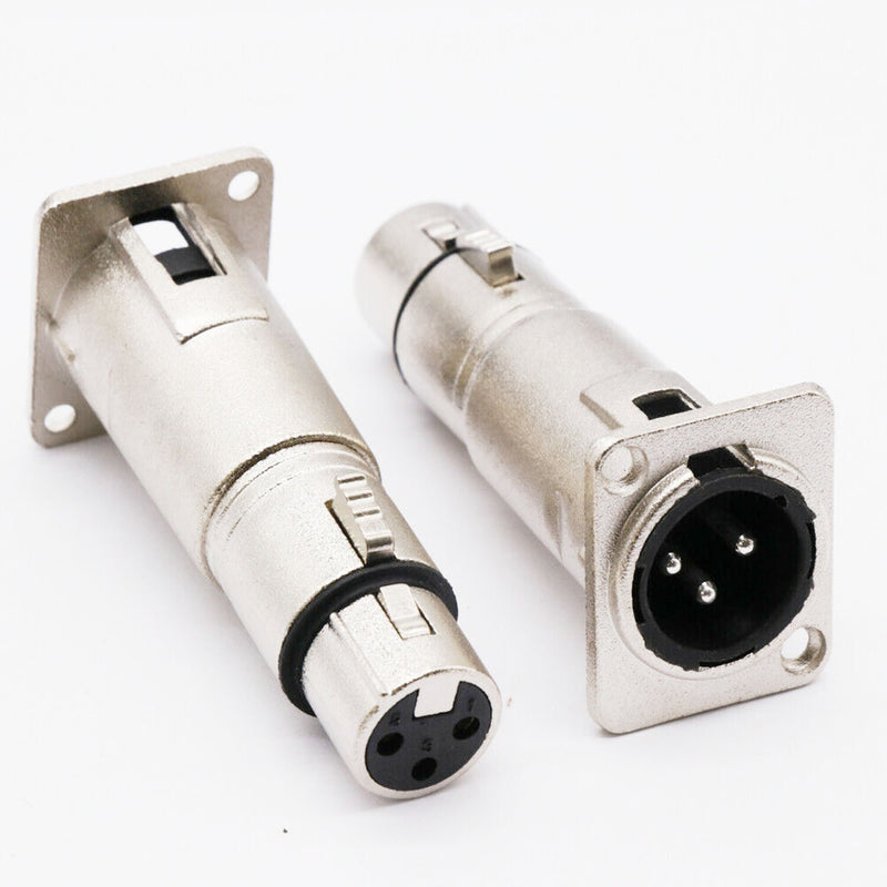 3Pin XLR Male to Female Audio Pass Thru Feed Panel Mount Connector Adapter US
