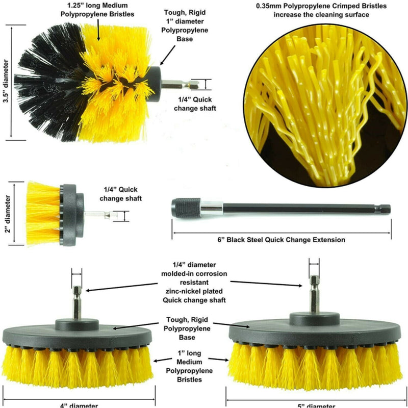 DURAFORCE 4x Car Detailing For Drill Brush Wheel Tire Rim Scrub Brush Wheel Cleaning Brush