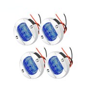 DURAFORCE 4X Round Marine Boat LED Courtesy For Cabin Deck Stern Navigatioin Light Blue
