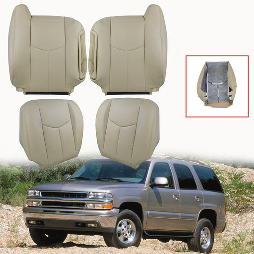 DURAFORCE Driver Passenger Bottom & Top Leather Seat Cover Tan For 2003-2006 Chevy Tahoe