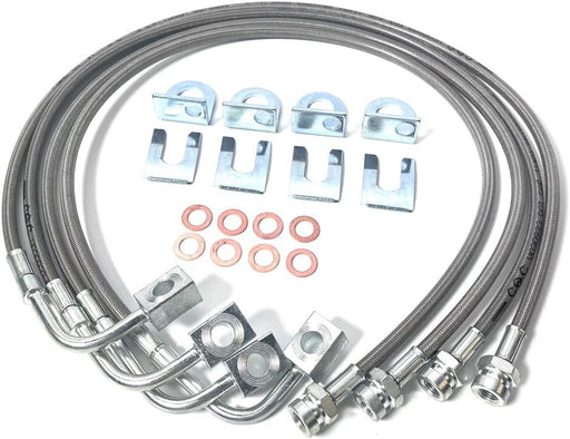 DURAFORCE For 07-18 Jeep Wrangler JK 2-6" Lift Front+Rear Extended SS Brake Line Kit 89716