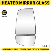 DURAFORCE Mirror Glass Upper/Lower Driver Side Left LH for Ford Transit Van 150 250 350 HD