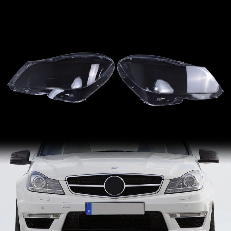 DURAFORCE Car Front Headlight Lens Cover For Mercedes Benz C Class W204 2011-2015