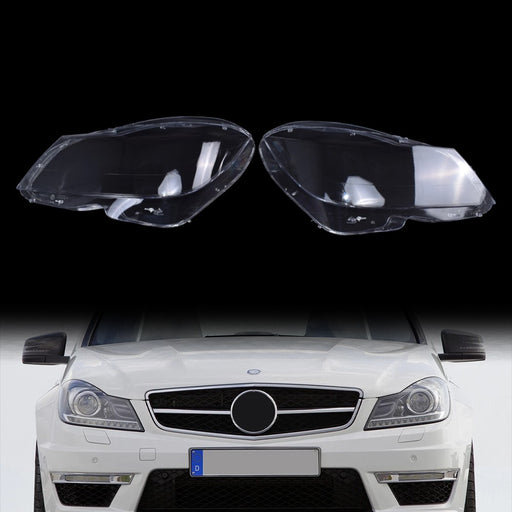 DURAFORCE Car Front Headlight Lens Cover For Mercedes Benz C Class W204 2011-2015