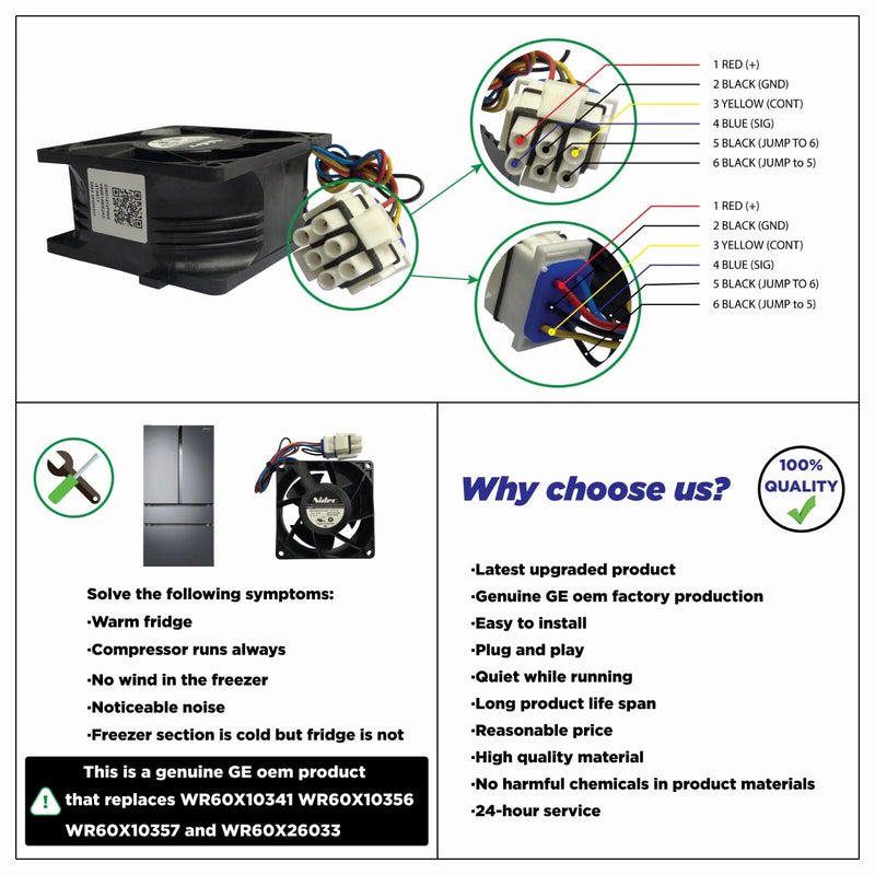 DURAFORCE New For GE Refrigerator Evaporator Fan Motor WR60x26866 WR49x25197 239D1412 US