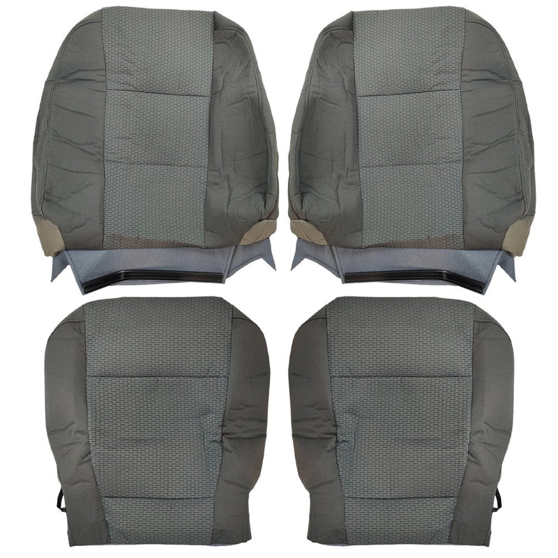 DURAFORCE Driver Passenger Bottom&Top Cloth Seat Cover Gray For 2015-2020 Ford F150 XLT