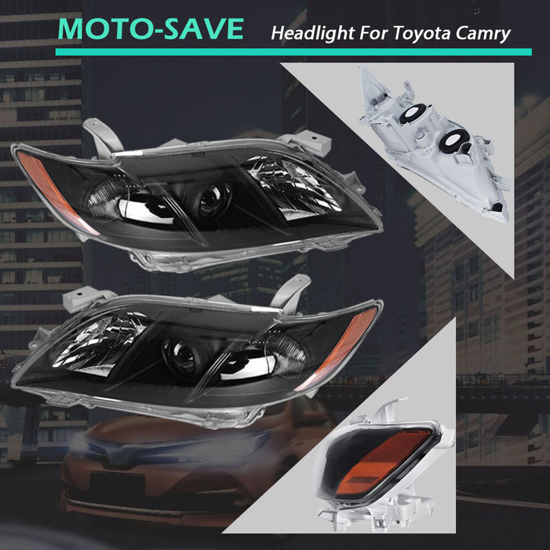 DURAFORCE Fit For Toyota Camry 2007-2009 Black Clear Housing Projector Headlight Set L+R