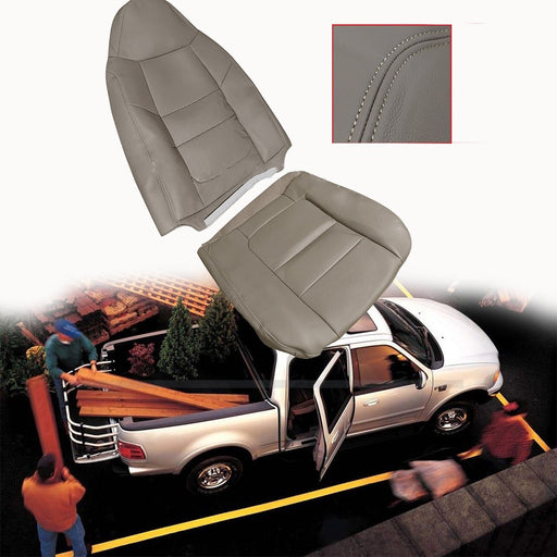 DURAFORCE For 2001 Ford F250 F350 F450 Lariat Driver Bottom & Top Leather Seat Covers TAN