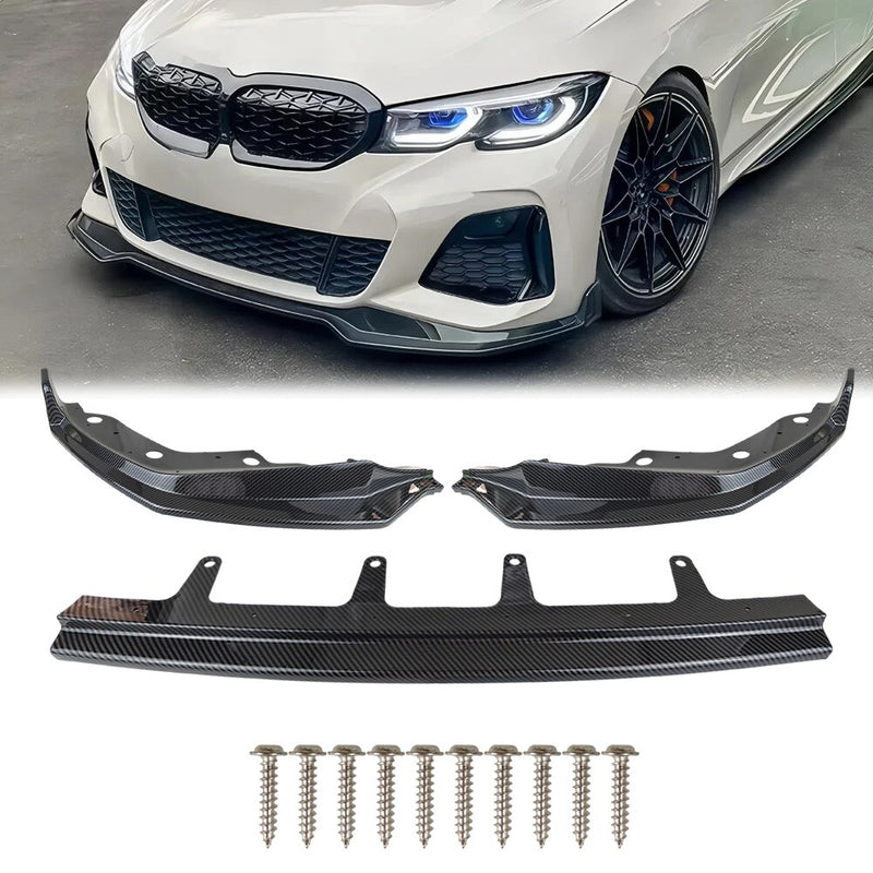 DURAFORCE Carbon Fiber Style M Front Bumper Lip For 2019-22 Bmw G20 3 SERIES 330I M340I