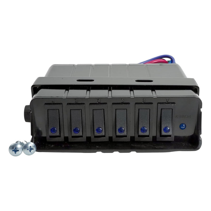 DURAFORCE 6-Gang 12V Rocker Switch Box 40 Amp Max with SPST On/Off &12 AWG Wires
