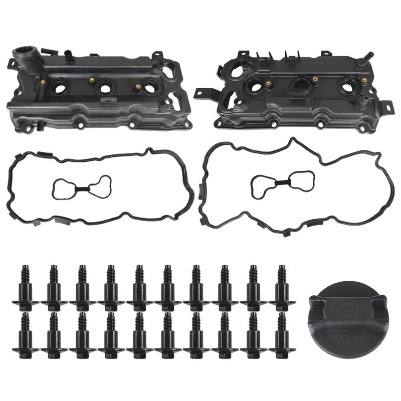 DURAFORCE 2PCS LH & RH Valve Cover Set w/ Gasket & Bolts & Cap For 2011-2012 Infiniti G25