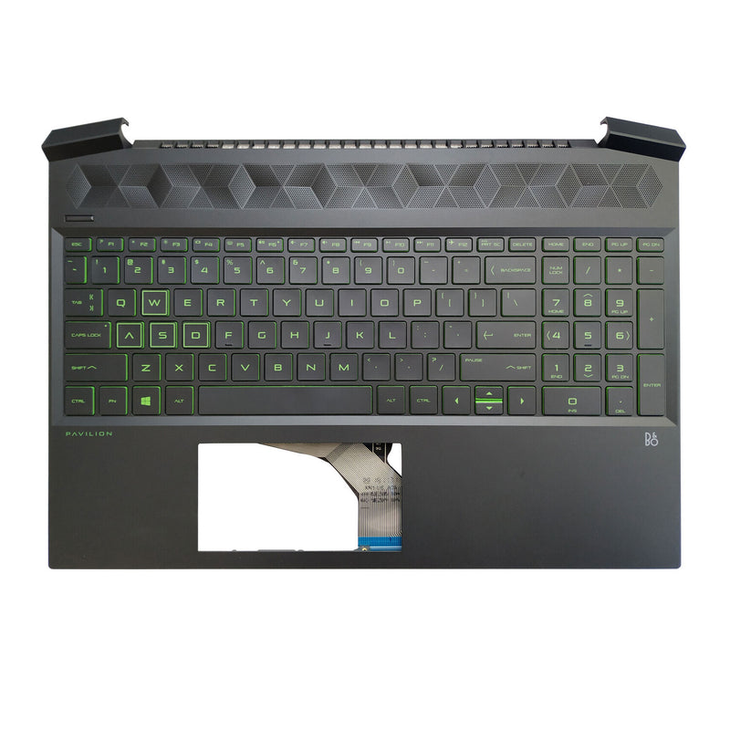 DURAFORCE For HP Pavilion 15-EC 15-EC0003CA 15-EC0013DX Palmrest Keyboard Green Backlit US