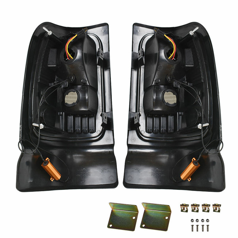 DURAFORCE Tail Light Black Chrome Housing LED For Dodge Ram Truck 1500 2500 3500 94-01