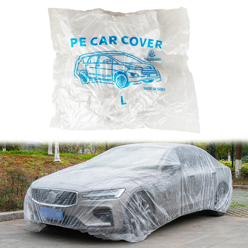 Clear Plastic Disposable Car Cover Temporary Universal Rain Dust Garage 5 Pack