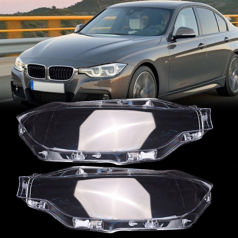 DURAFORCE A Pair Left&Right Headlight Headlamp Lens Cover For BMW 3-Series F30 F35 2016-18