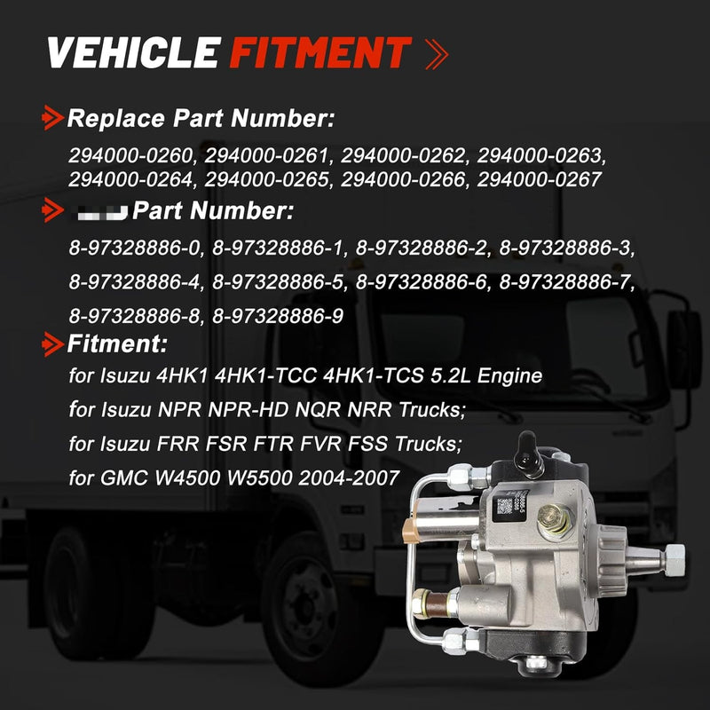 DURAFORCE For Isuzu NPR 4HK1 5.2L 2004-2007 Fuel Pump 294000-0262 Direct Replacement