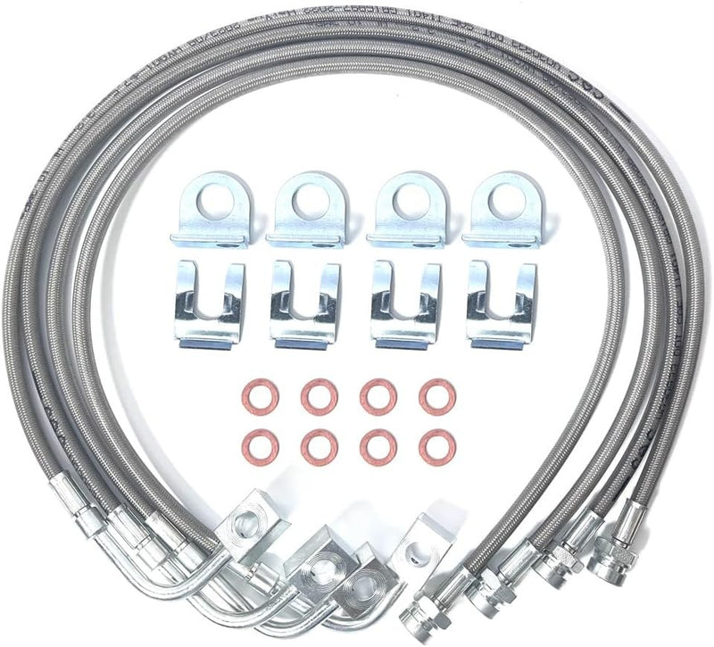 DURAFORCE For 07-18 Jeep Wrangler JK 2-6" Lift Front+Rear Extended SS Brake Line Kit 89716