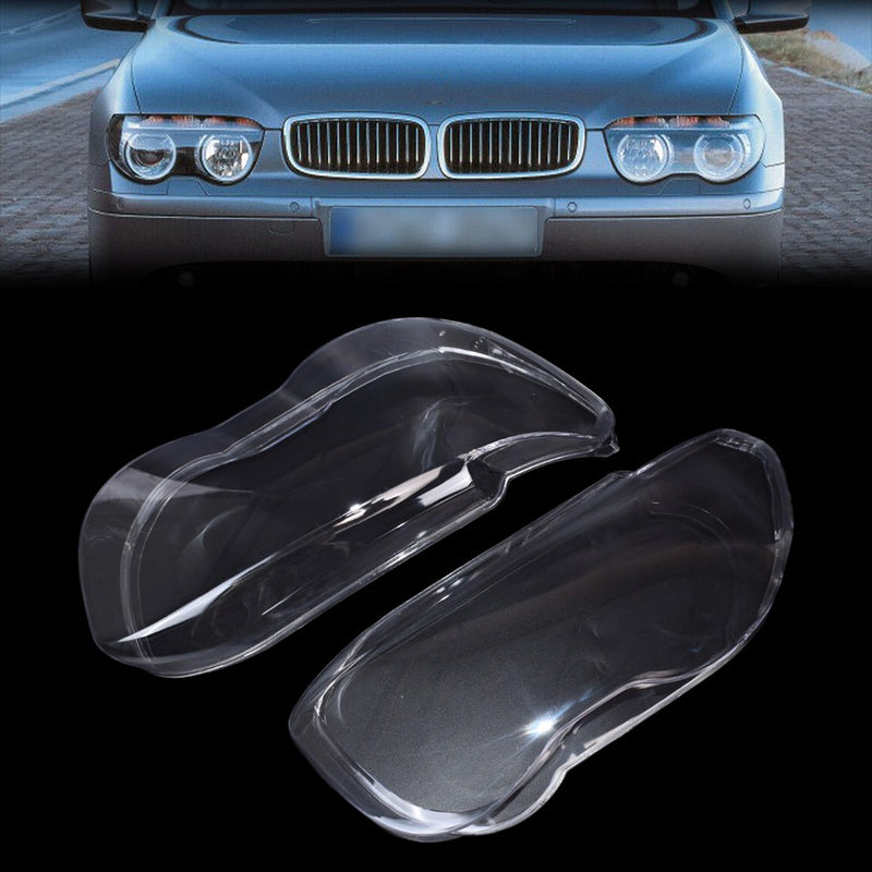 DURAFORCE Left Right Clear Headlight Headlamp Lens Cover For BMW 7 Series E65 E66 2002-05