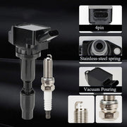 DURAFORCE 4 Ignition Coils Pack UF764 and Iridium Spark Plugs for K-ia Optima 2L 2.4L
