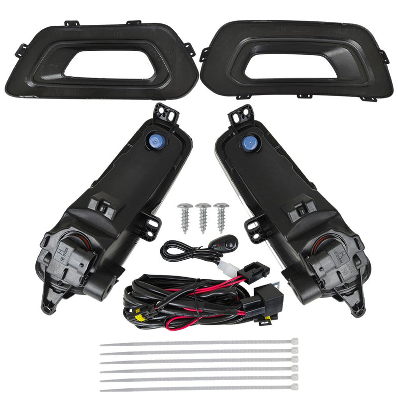 DURAFORCE Left & Right Fog Lights W/Bezels Covers+Bulbs+Wiring For Ford Transit 2020-2024