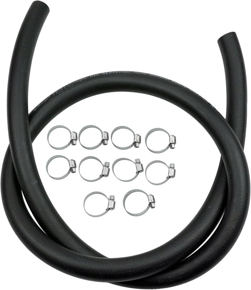 DURAFORCE 5/8" 16mm Fuel Line Hose Push Lock NBR Rubber SAE 30R7 5FT 300PSI with 10 Clamps
