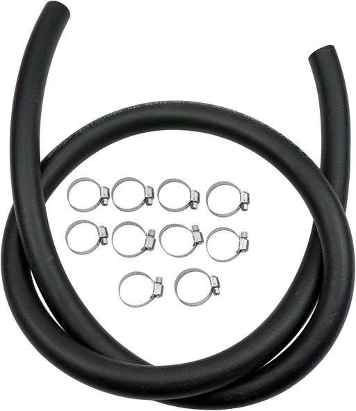 DURAFORCE 5/8" 16mm Fuel Line Hose Push Lock NBR Rubber SAE 30R7 5FT 300PSI with 10 Clamps