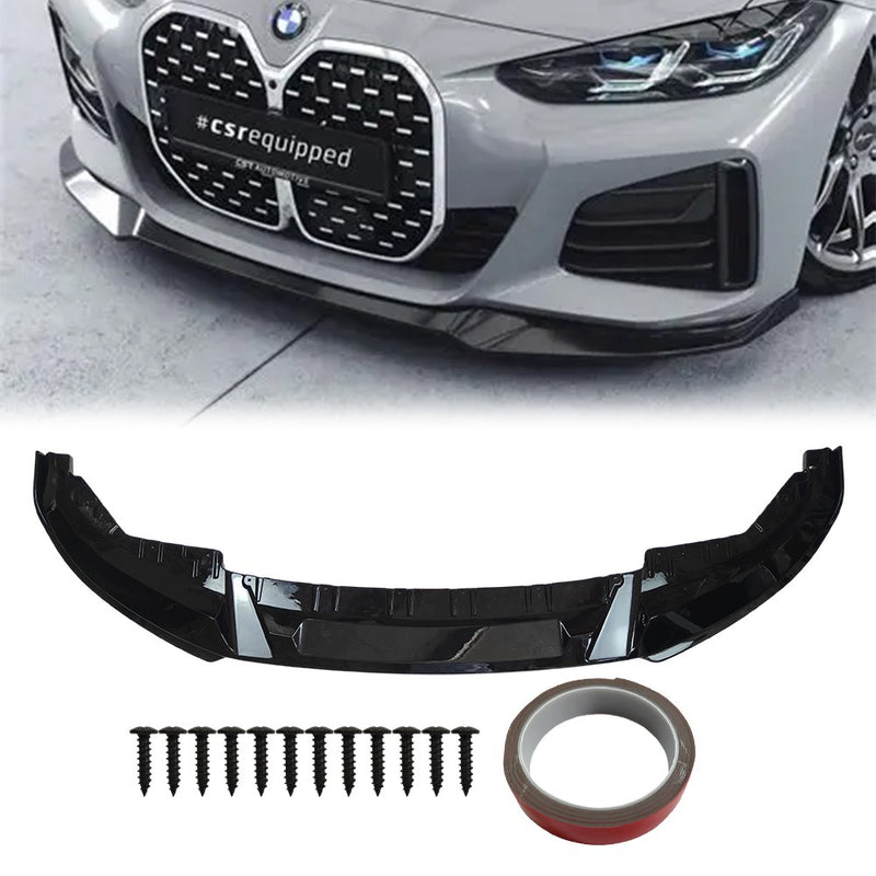 DURAFORCE FOR 21-25 BMW G26 M440i i4 M50 GRAN COUPE 3D STYLE GLOSS BLACK FRONT BUMPER LIP