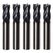 DURAFORCE 5 PCS 1/2 Inch 4 Flute Carbide End Mill Regular Length TiALN Coated