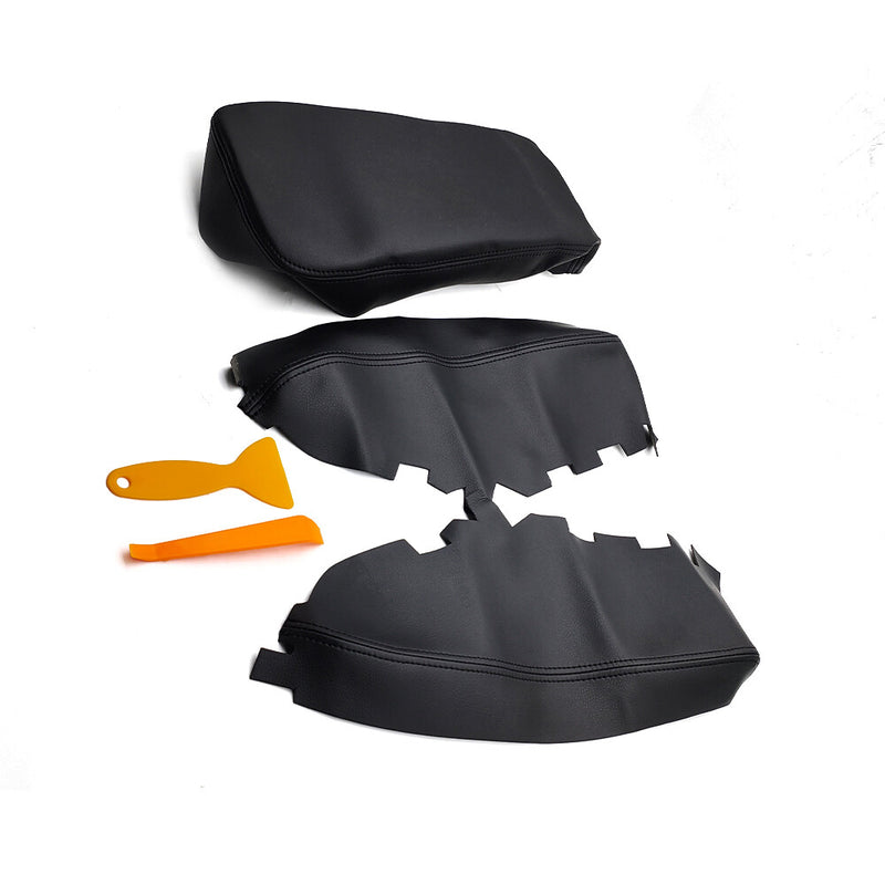 DURAFORCE For 2013-2018 Toyota Avalon Front Door Panels Armrest Cover Leather Black