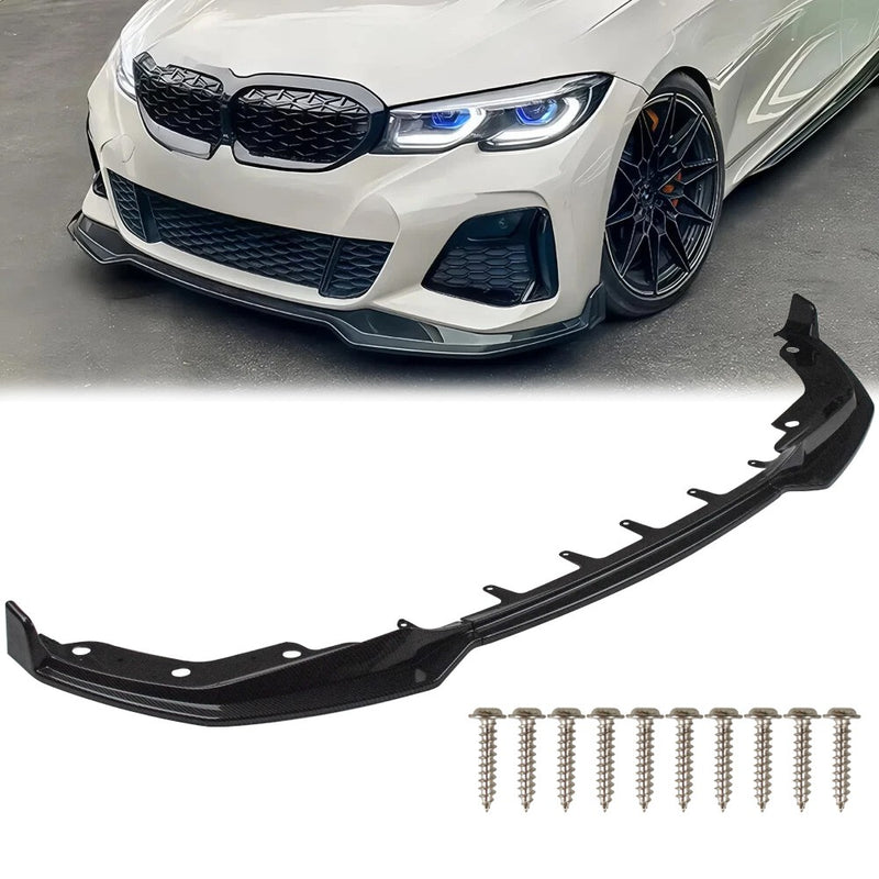 DURAFORCE Carbon Fiber Style M Front Bumper Lip For 2019-22 Bmw G20 3 SERIES 330I M340I