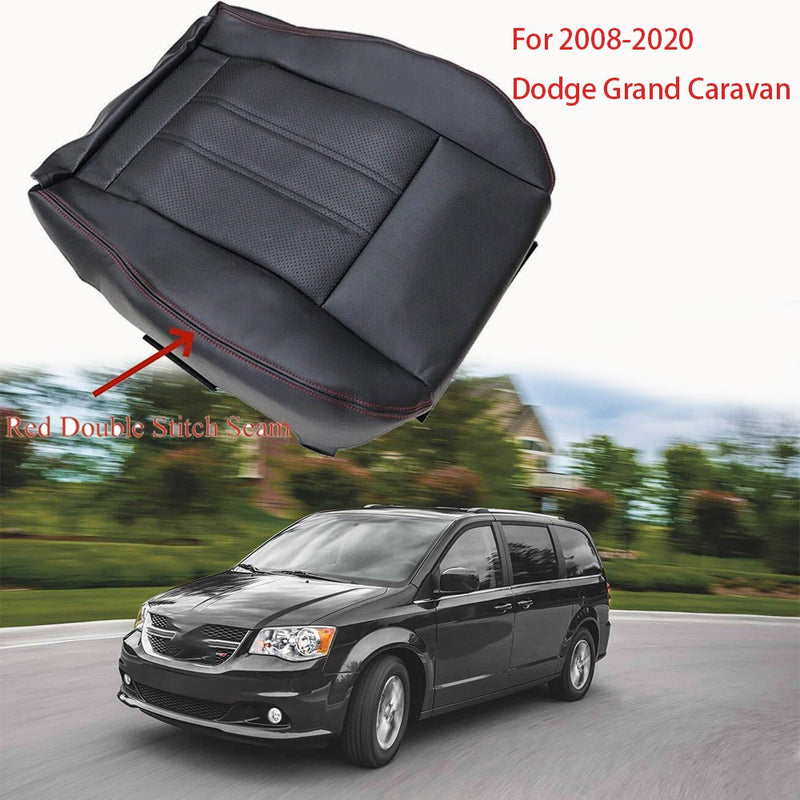 DURAFORCE Driver Bottom Leather Seat Cover Red Seam For 2008-2020 Dodge Grand Caravan