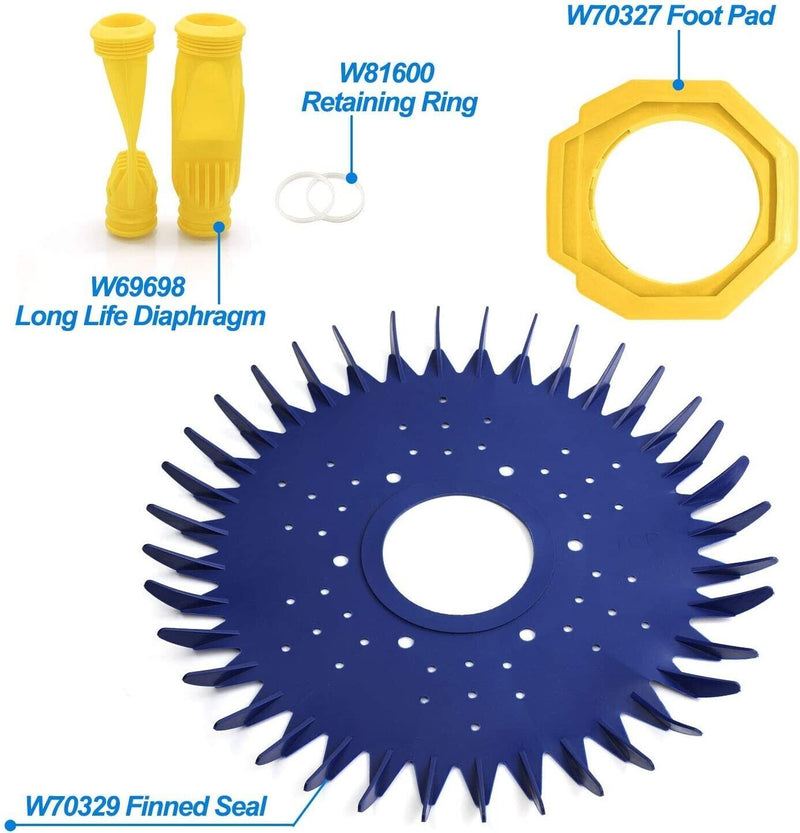 DURAFORCE 4 Pieces For Baracuda Pool Cleaner W70329 Finned Seal W69698 Diaphragm Foot Pad