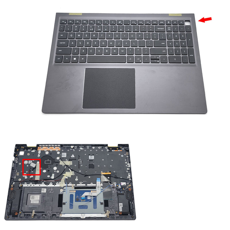 DURAFORCE New Gray Palmrest Backlit Keyboard Touchpad For Dell Vostro 15 5510 5515 0JVYYX