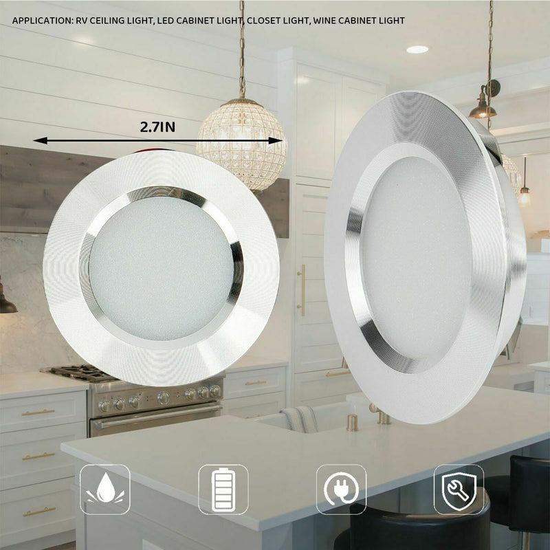 DURAFORCE 6X 12V LED Lights Recessed Ceiling light For RV Camper Interior Cool White 6400K