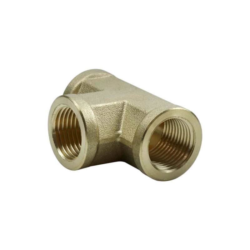 DURAFORCE 10Pcs-1/4 NPT Female Thread Brass Pipe Fitting Tee Hose Connector 1/4" 3 Ways