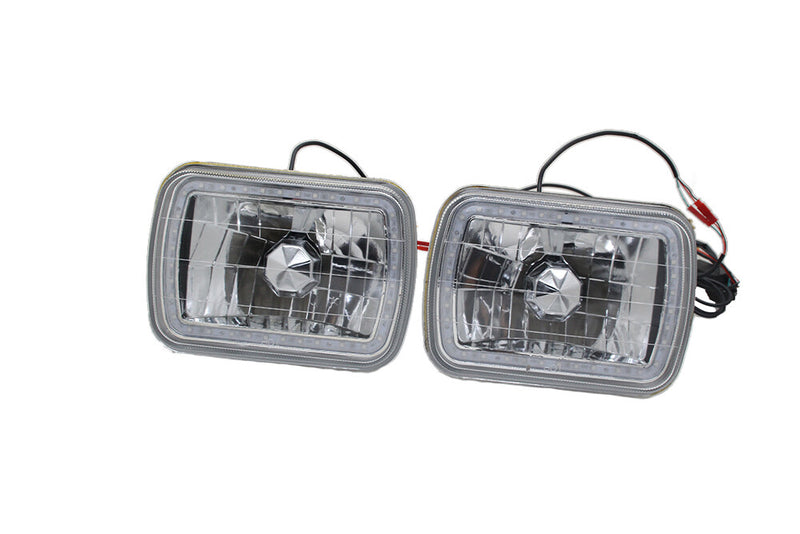 DURAFORCE 7X6 RGB MULTI COLOR LED SMD Halo Headlights PAIR for Jeep Wrangler YJ 86-95
