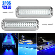 DURAFORCE 2x 42 LED Blue 316 Stainless Steel Underwater Boat Marine Transom Lights