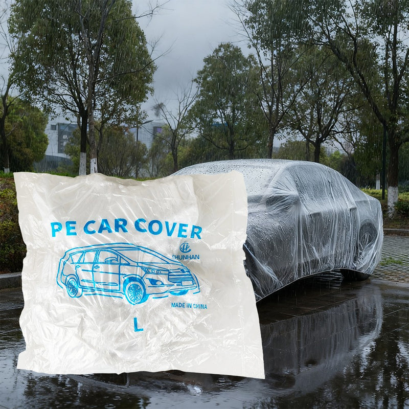 Clear Plastic Disposable Car Cover Temporary Universal Rain Dust Garage 5 Pack