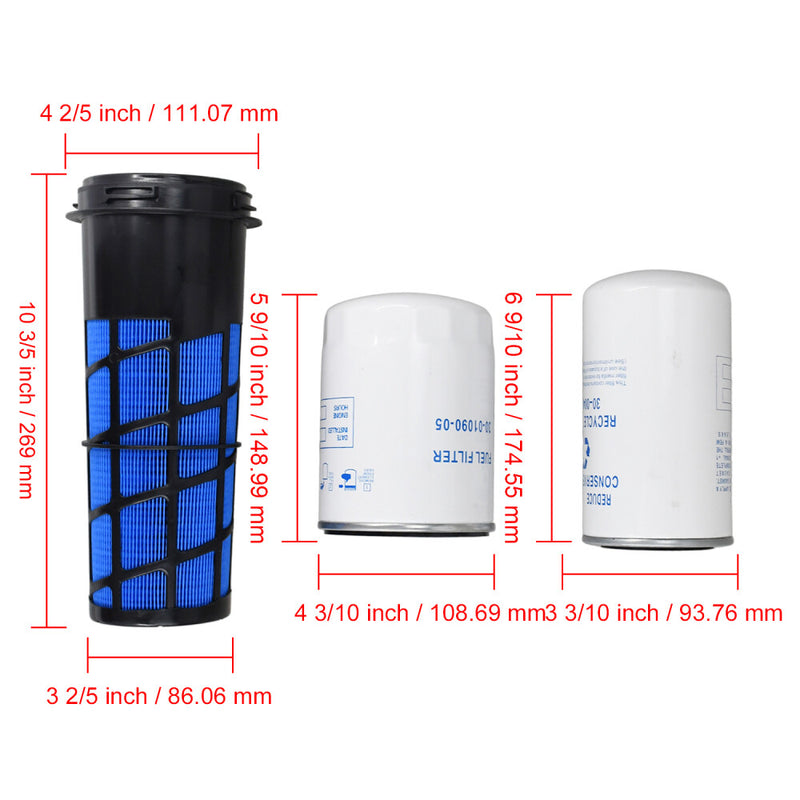 DURAFORCE Oil Change Air Fuel Oil Filter Kit 30-00471-20 30-01090-05 30-00463-00 Set