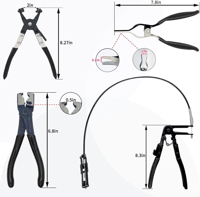 DURAFORCE 4 Pcs Hose Clamp Pliers Flat Band Hose Clamp Plier Hose Clamp Tool With 27" Long