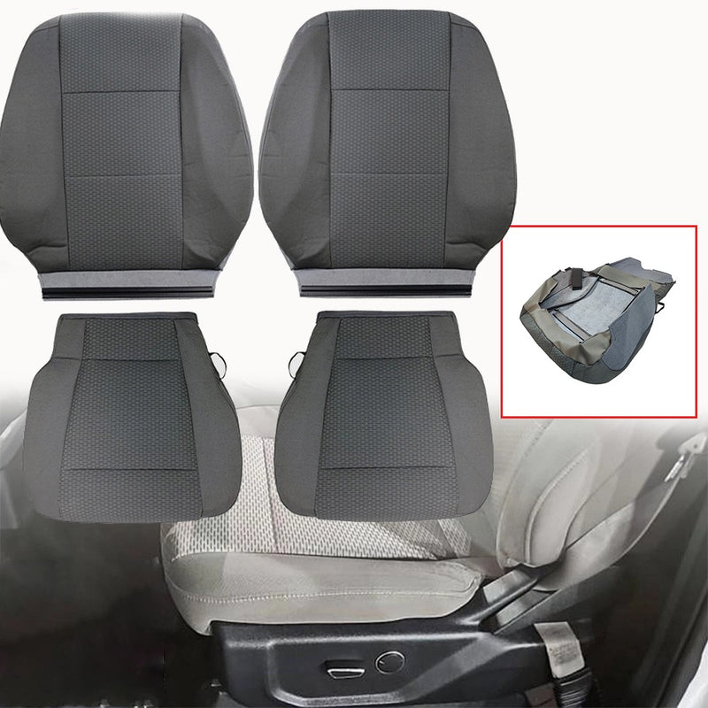 DURAFORCE Driver Passenger Bottom&Top Cloth Seat Cover Gray For 2015-2020 Ford F150 XLT