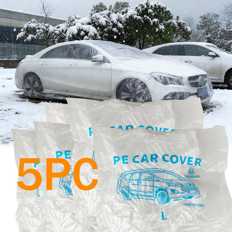 Clear Plastic Disposable Car Cover Temporary Universal Rain Dust Garage 5 Pack